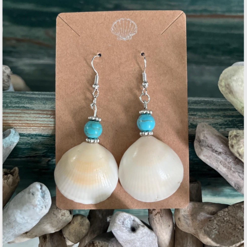 Elegant Shell and Turquoise Earrings
